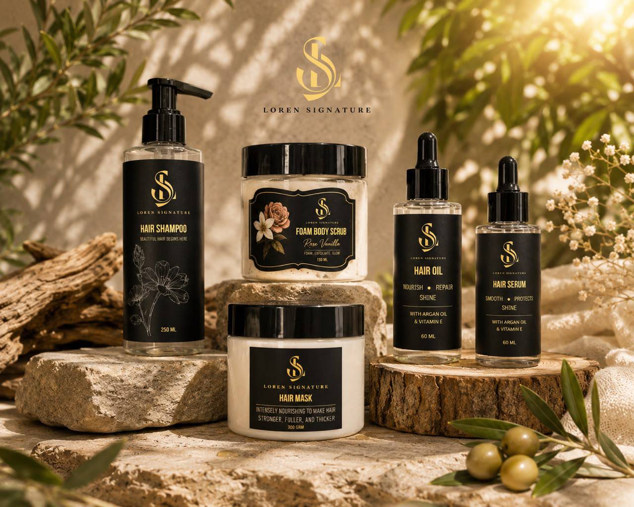 Loren Signature hair and body care collection